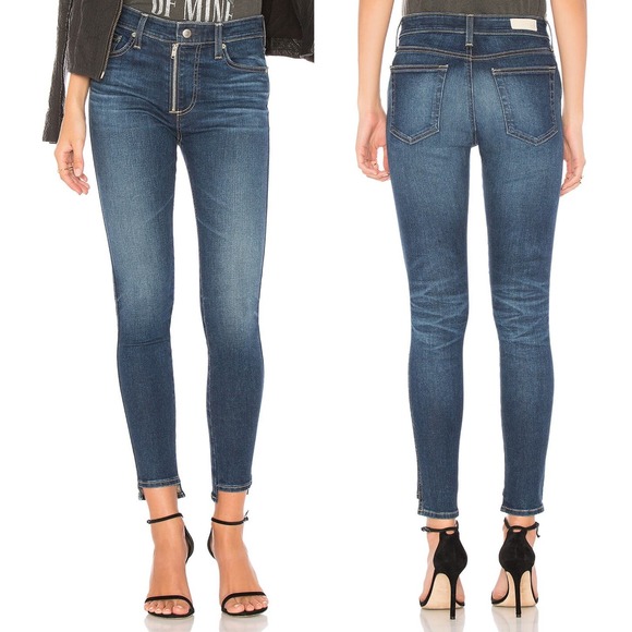 AG Adriano Goldschmied Farrah High Rise Ankle Jeans Size 26 Blue Stretch Denim - Picture 2 of 16